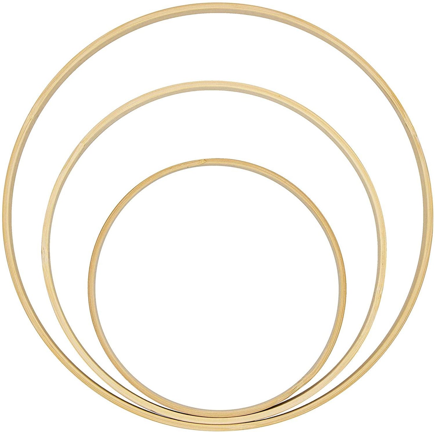 Bambus Ringe 6er-Pack: 2x20cm, 2x25cm, 2x30cm Holzringe zum Basteln Traumfänger Holzring Holzreifen - EkoDeko.de