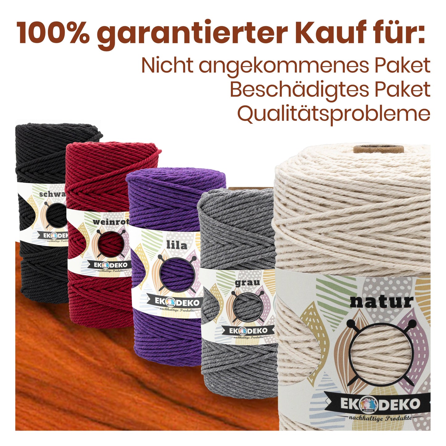 Makramee Garn 4mm x 100m Pink - EkoDeko.de